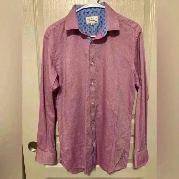 Ted Baker Mens Button Down Dress Shirt Pink/ Colorful‎ Size 16 34/35 - Picture 1 of 10